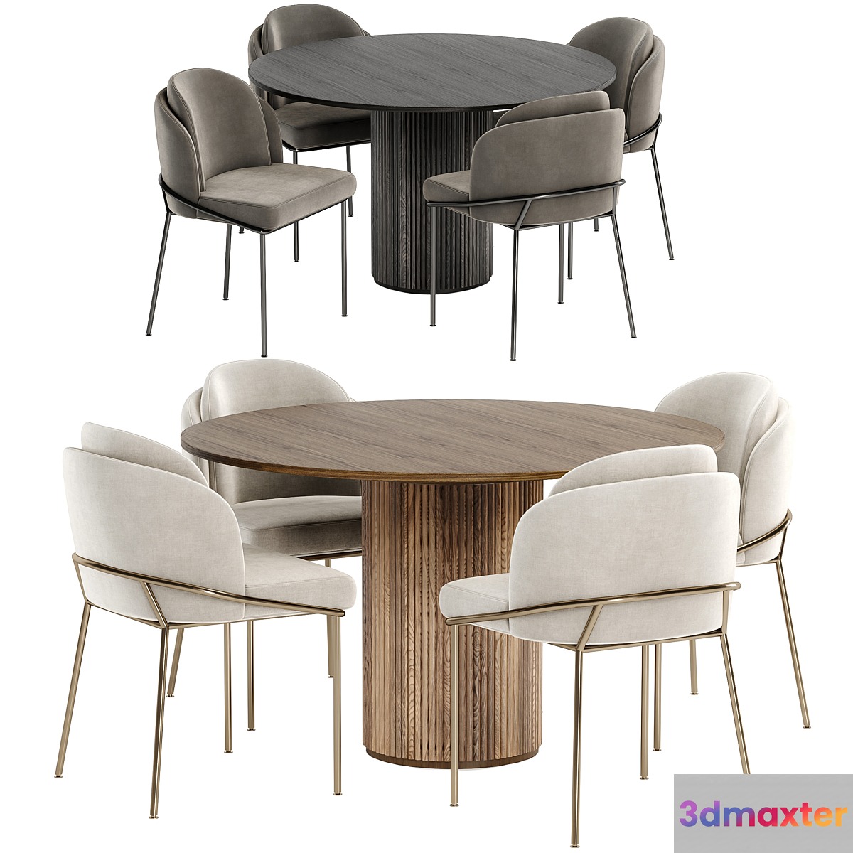 Angelo chairs with Palais Royal dining table 3D Max