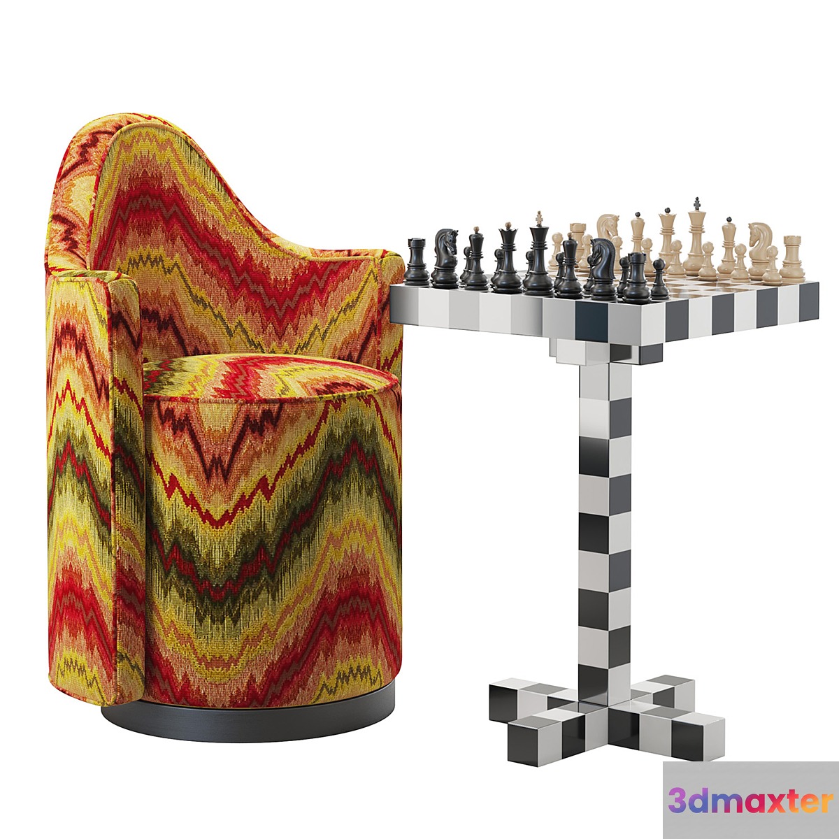 Moooi Chess Table + Chair 3D Max