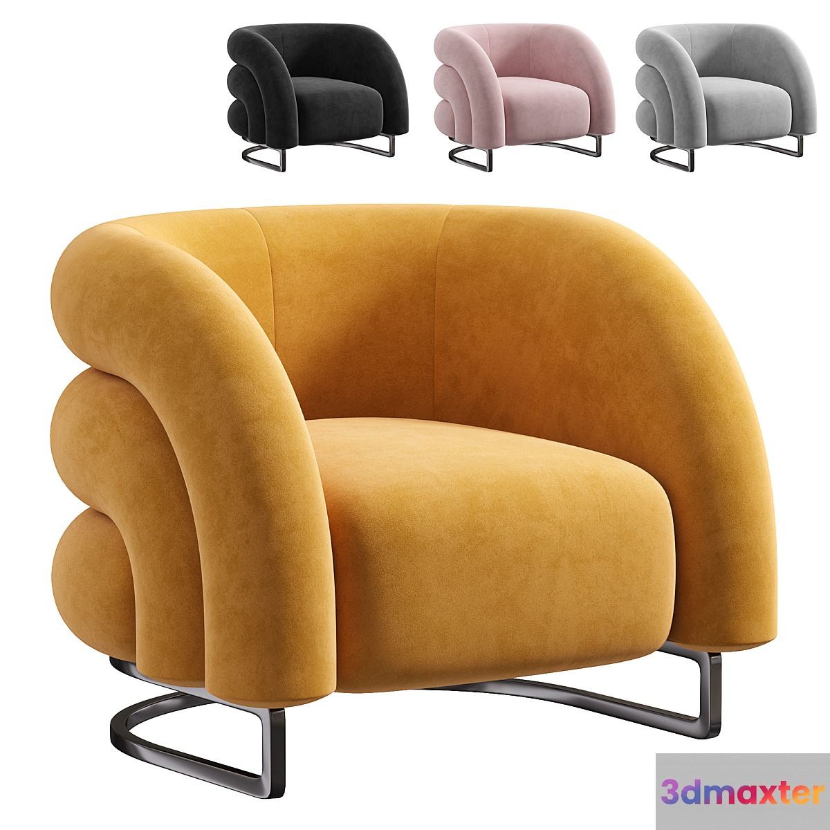 Velvet Accent Chair 3D Max