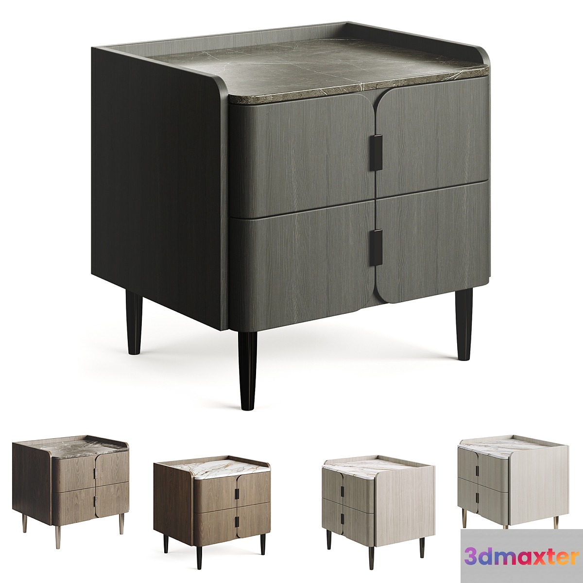 Light Luxury K32 Wood Bedside Table - No.2 3D Max