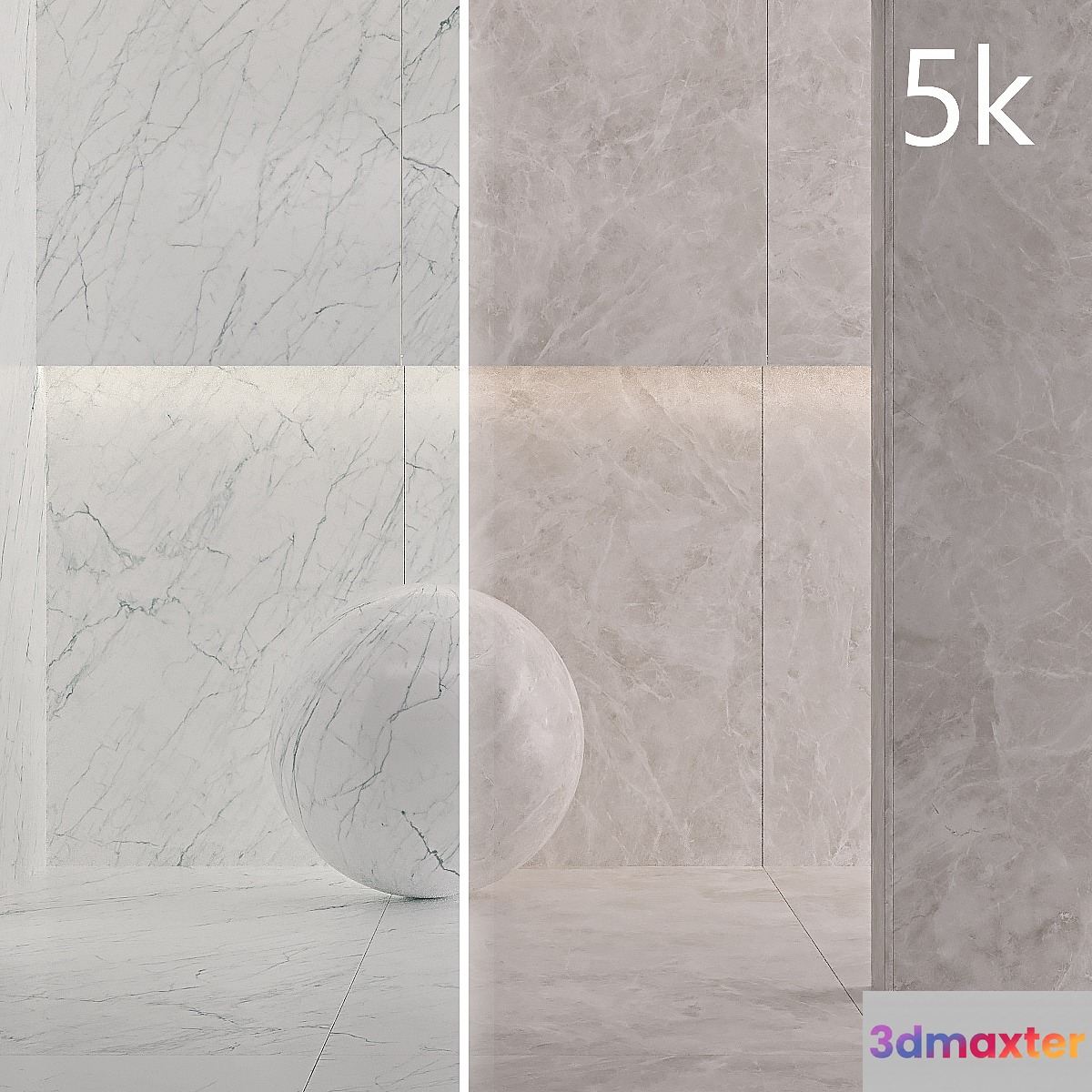 Porcelain tile Laminam STATUARIETTO AIR Diamond Cream Lucidato. 3000x1000 mm. 3D Max