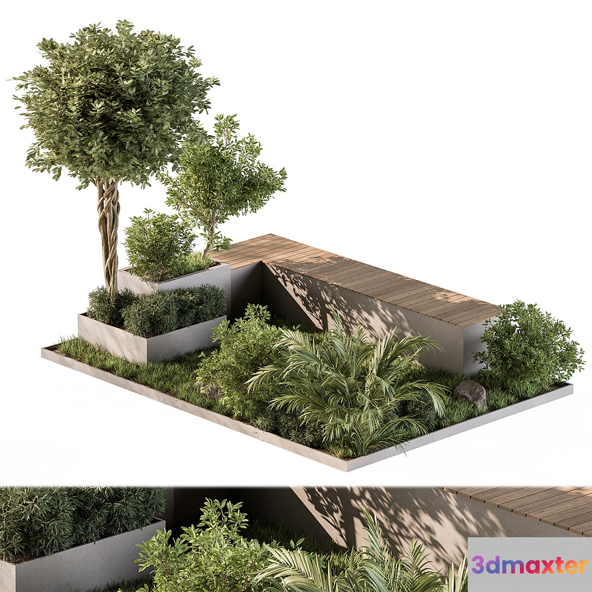 Urban Furniture Bench with Plants Set 43 - No.2