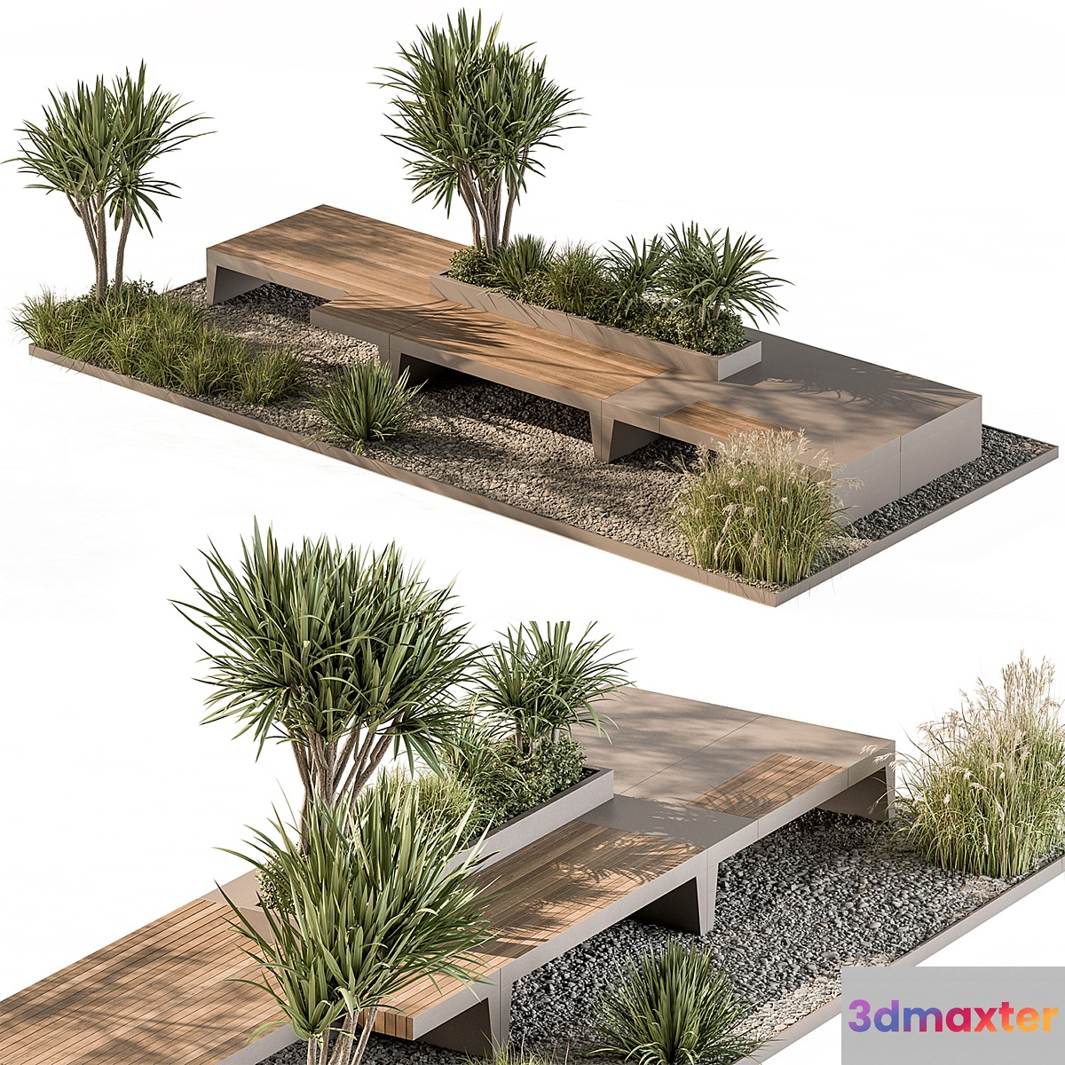 Urban Furniture Bench with Plants Set 42