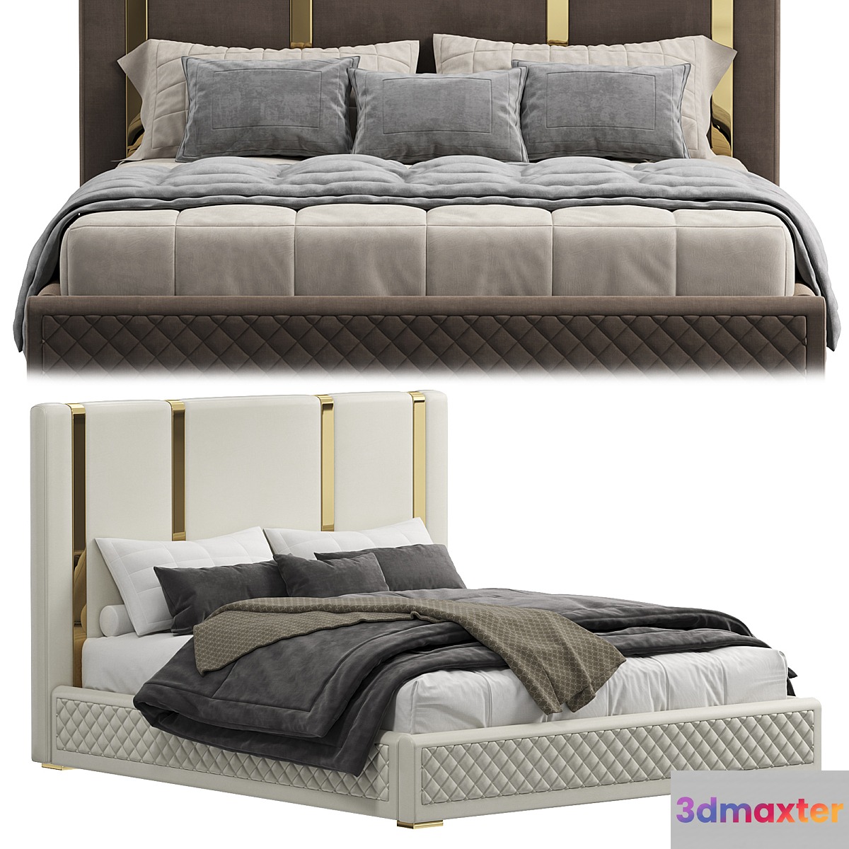 King bed Polished gold