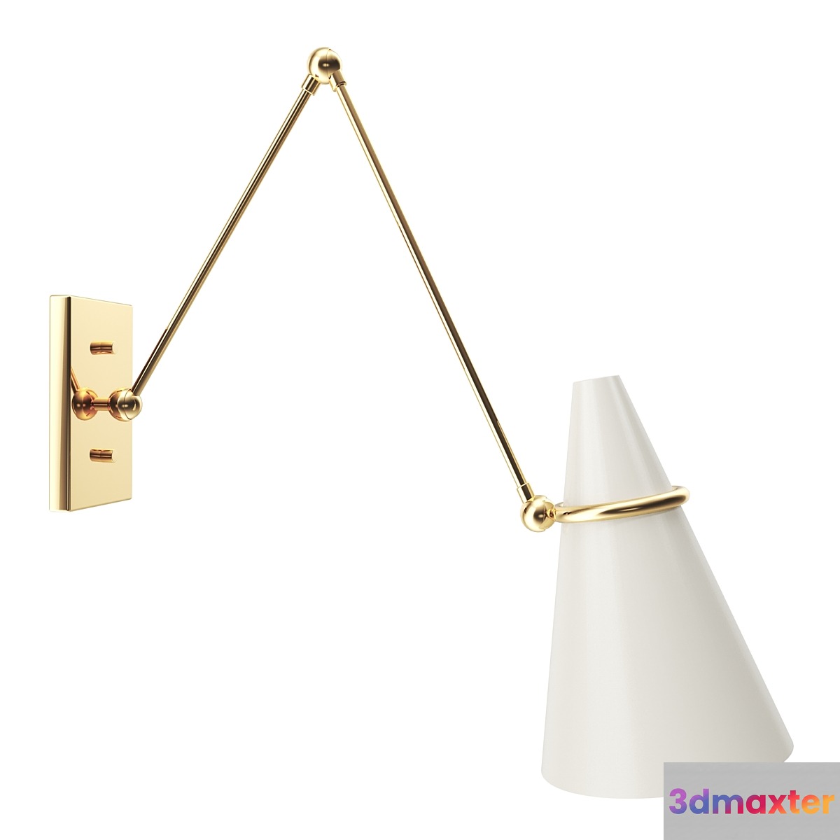 Aldus Ivory Polished Brass Wall Sconce by Hettler.Tüllmann 3D Max