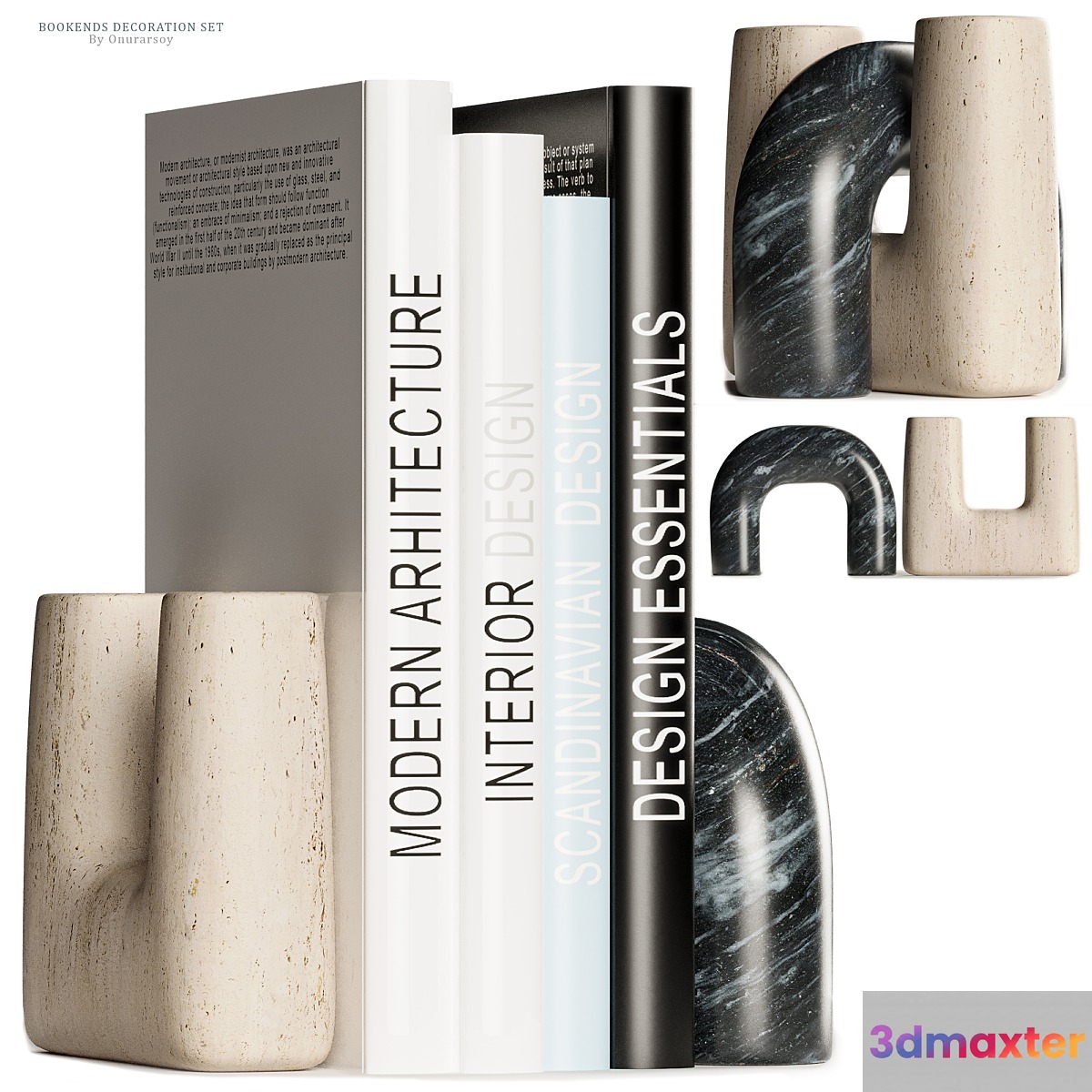 Issac Nesting Travertine and Marble Bookends Decoration - No.3