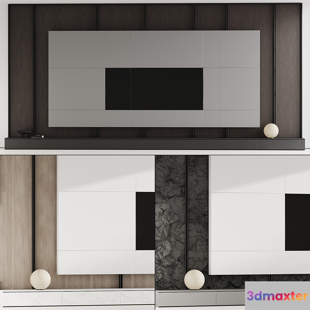 TV wall 08 3D Max