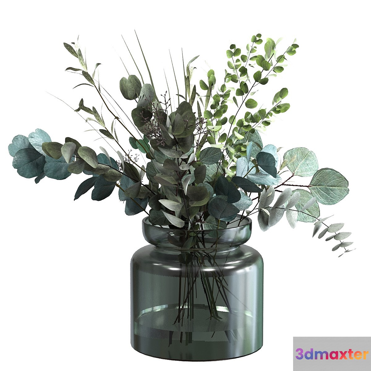 Bouquet of green eucalyptus olive and herbs 3D Max