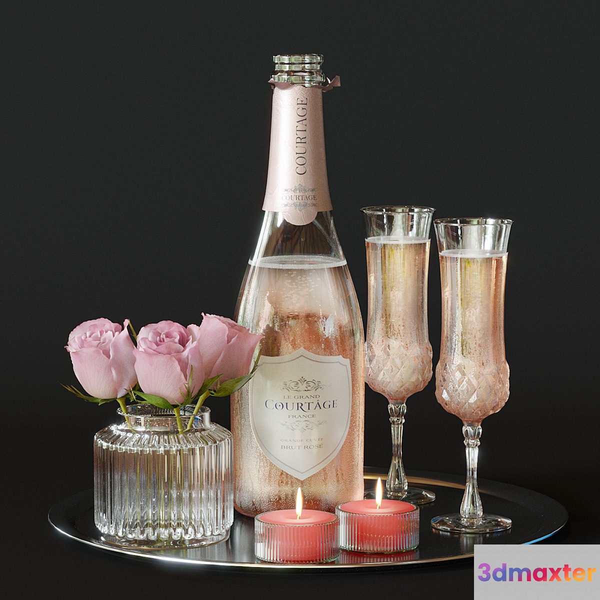Champagne with roses