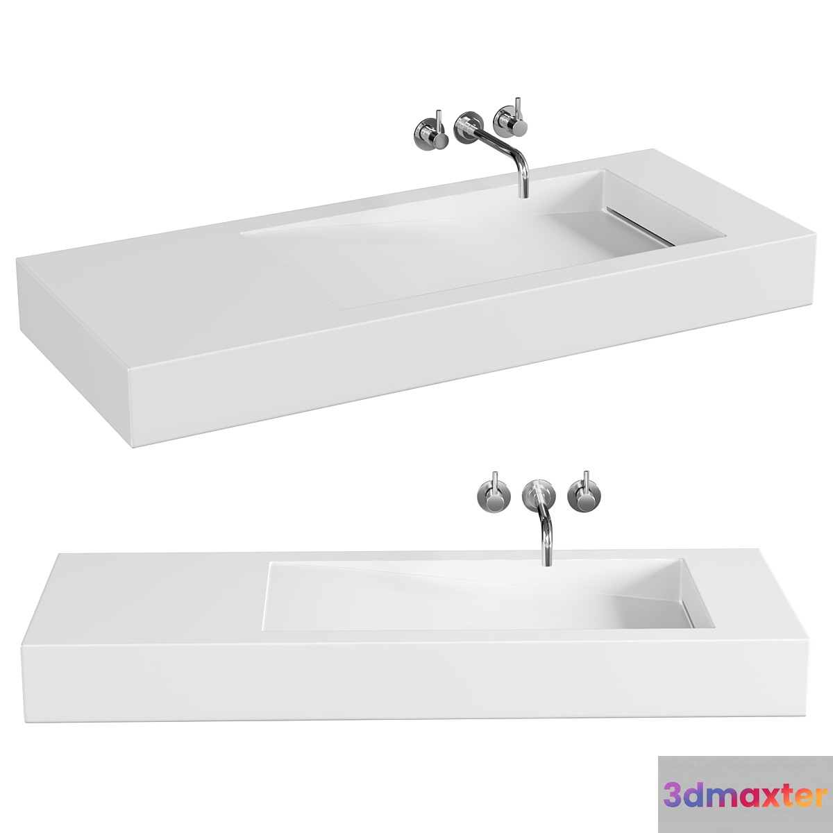 Lavabo suspendu - Solid surface Blanc Mat - 120x50 cm - Feel - No.2