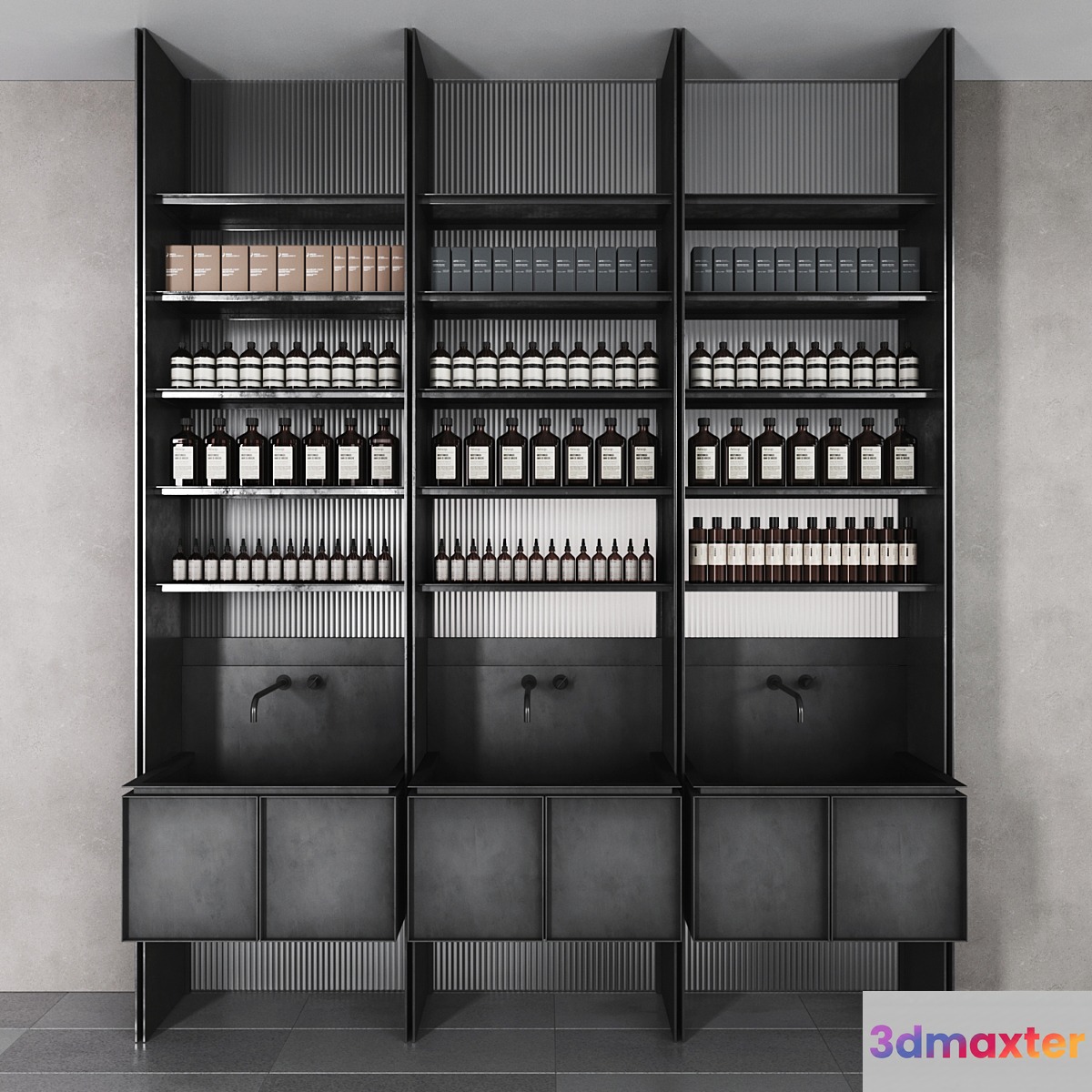 Cosmetic set glass and metal shelving 3D Max