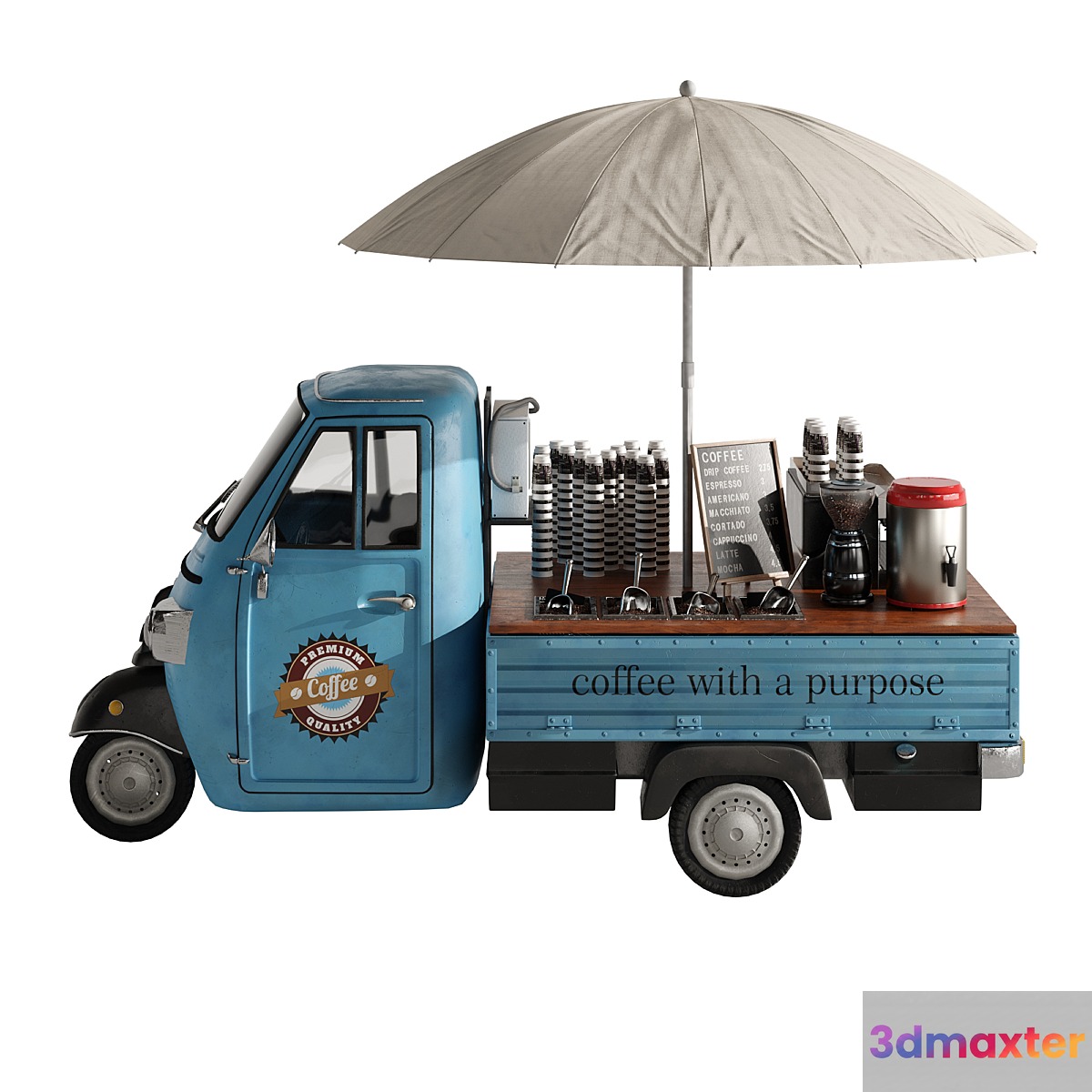 Foodtruck coffee blue set 7 3D Max