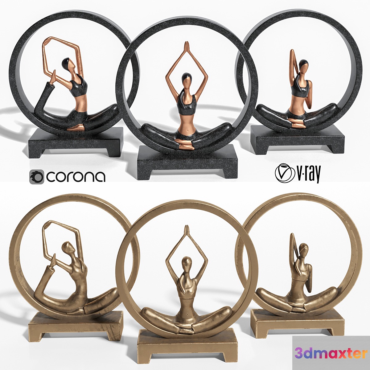 yoga woman statue 02 3D Max