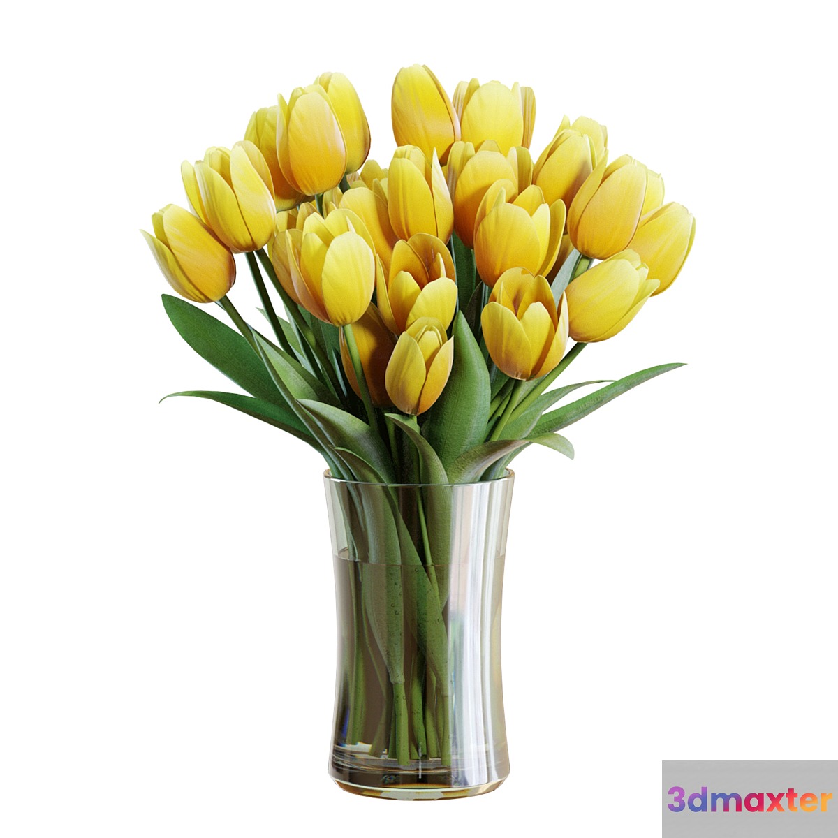 Flower Set 26 _ Yellow Tulips Bouquet 3D Max