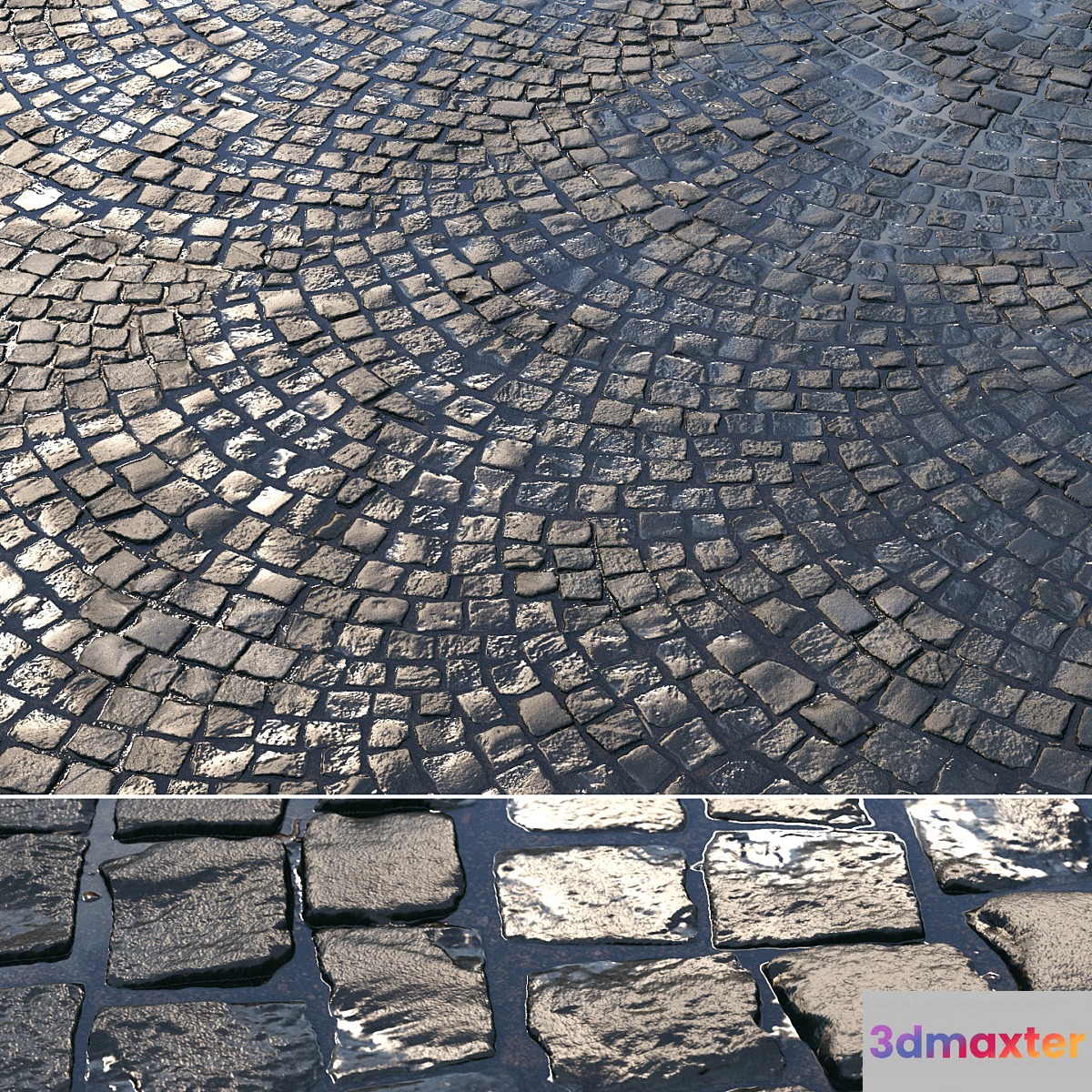 Material of wet radial paving 01 3D Max