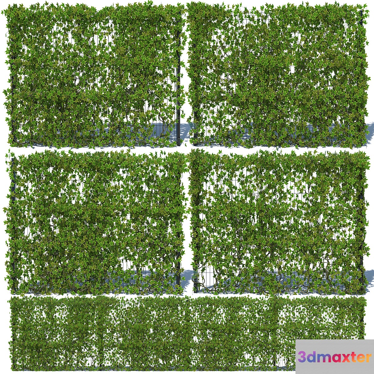 Metal Fence 3D (H-203) with Ivy v3 3D Max