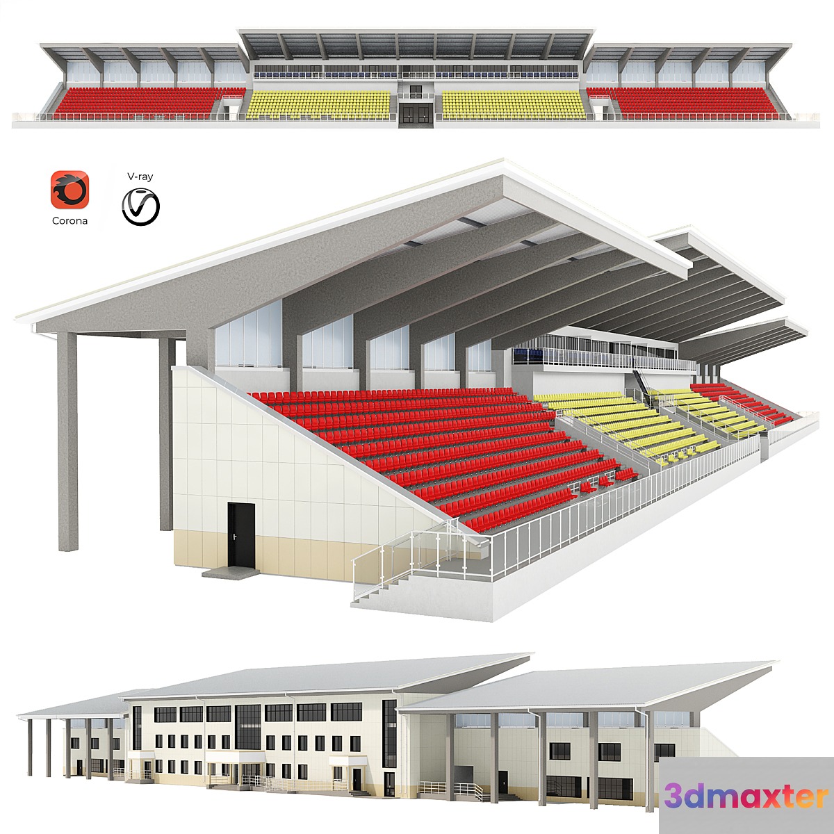 Sports tribune for spectators 3D Max