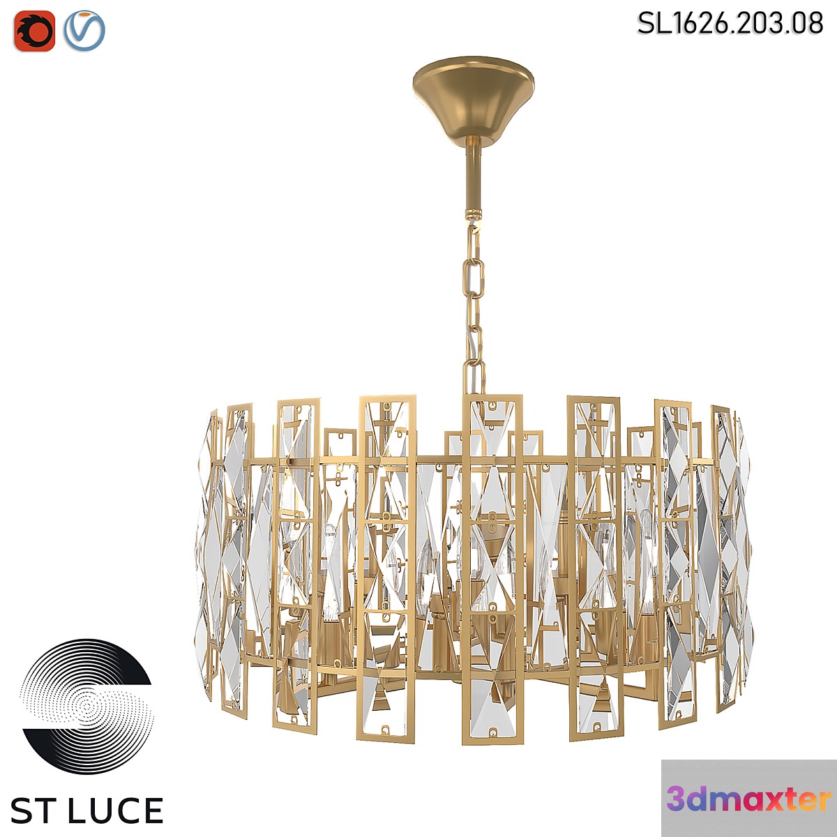 SL1626.203.08 Pendant chandelier ST-Luce champagne transparent OM