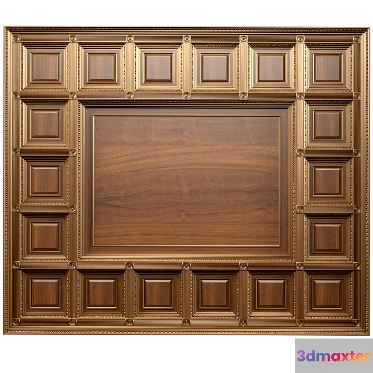 Ceiling set classic style.Classic wooden illuminated coffered ceiling 3D Max