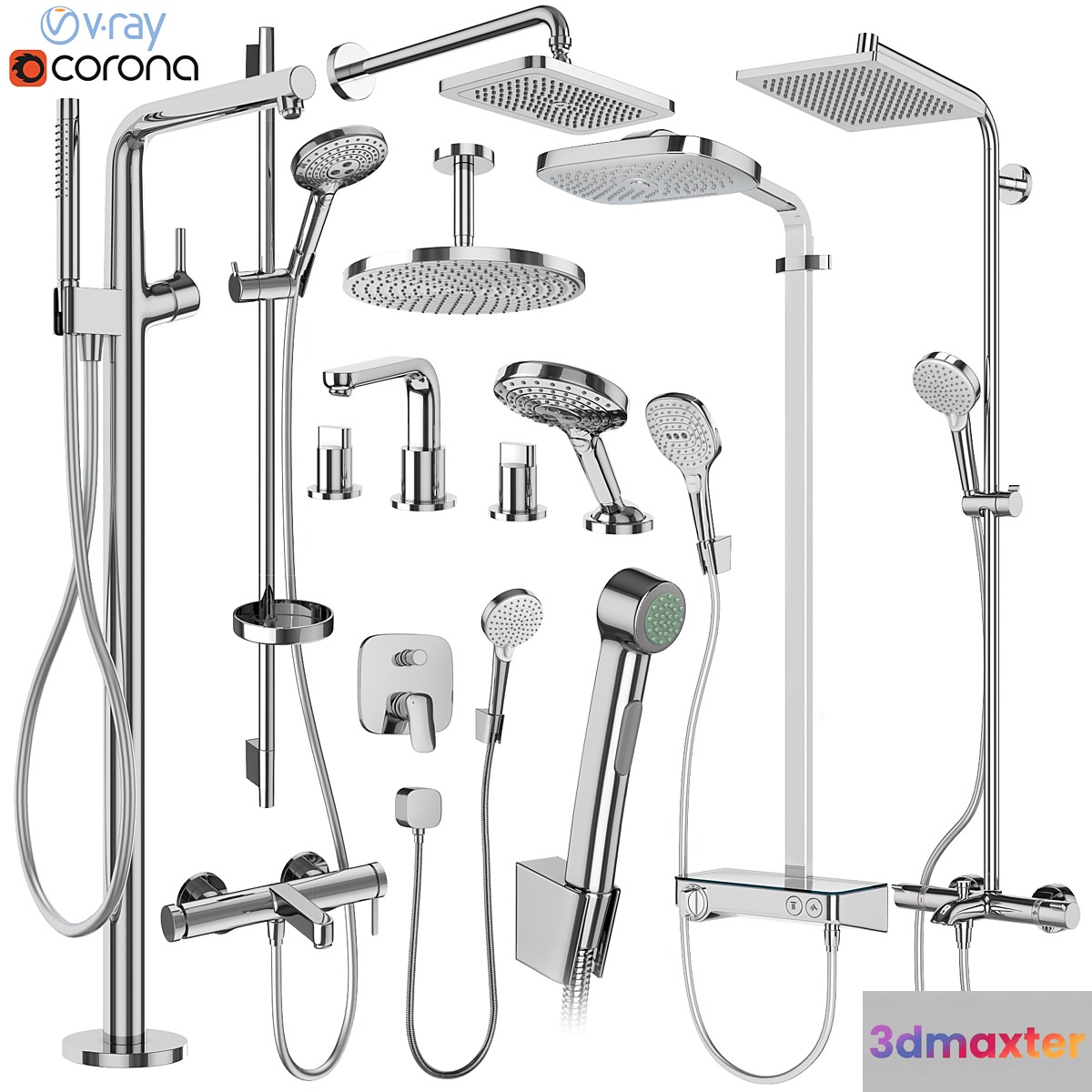 Hansgrohe set 178 mixers and shower systems 3D Max