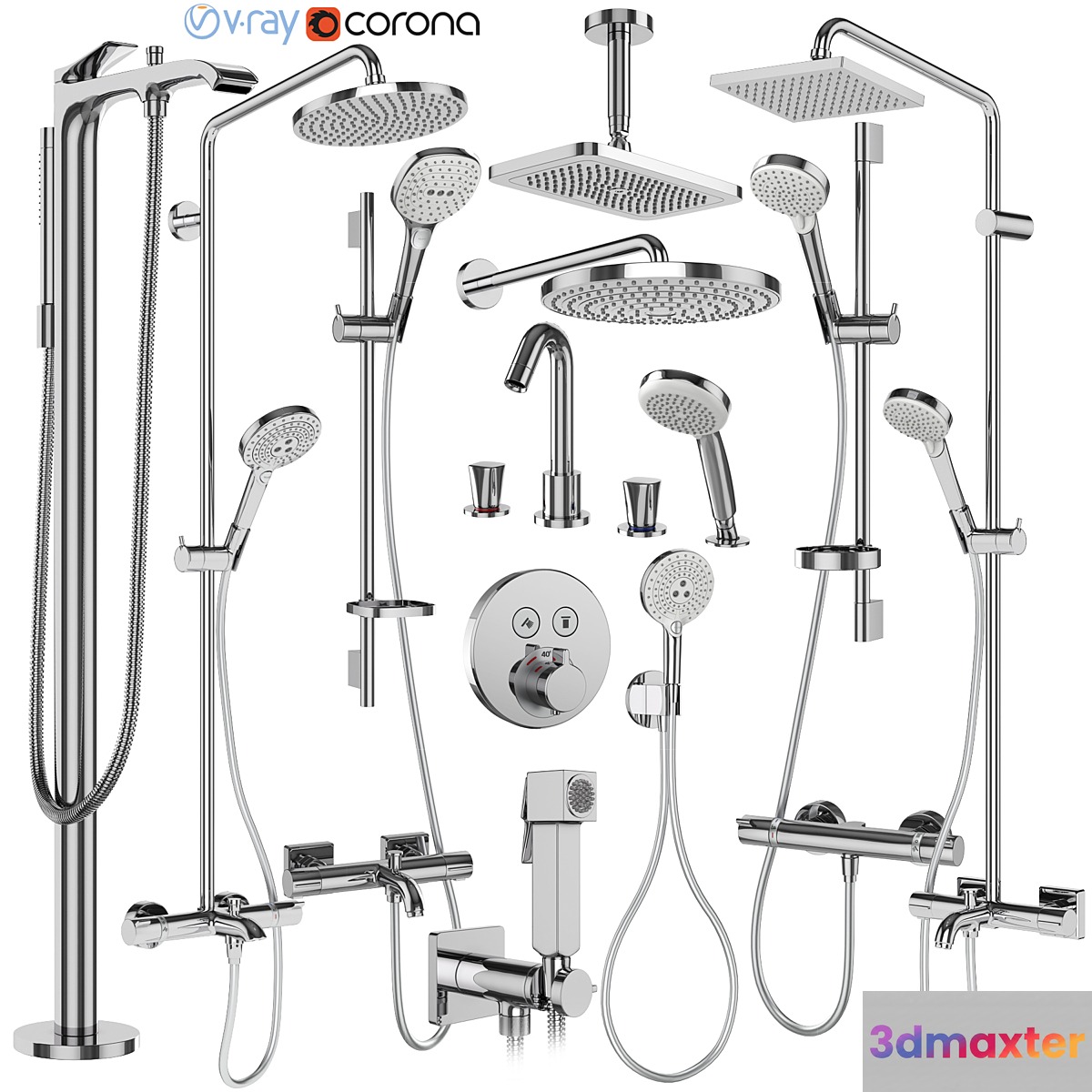 Hansgrohe set 179 mixers and shower systems 3D Max