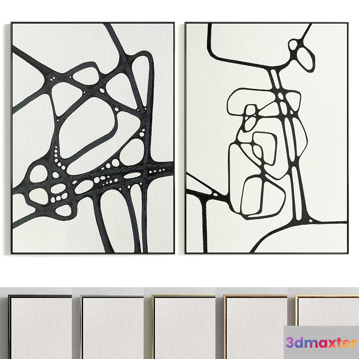 Plaster Two Photo Frame T-319 3D Max