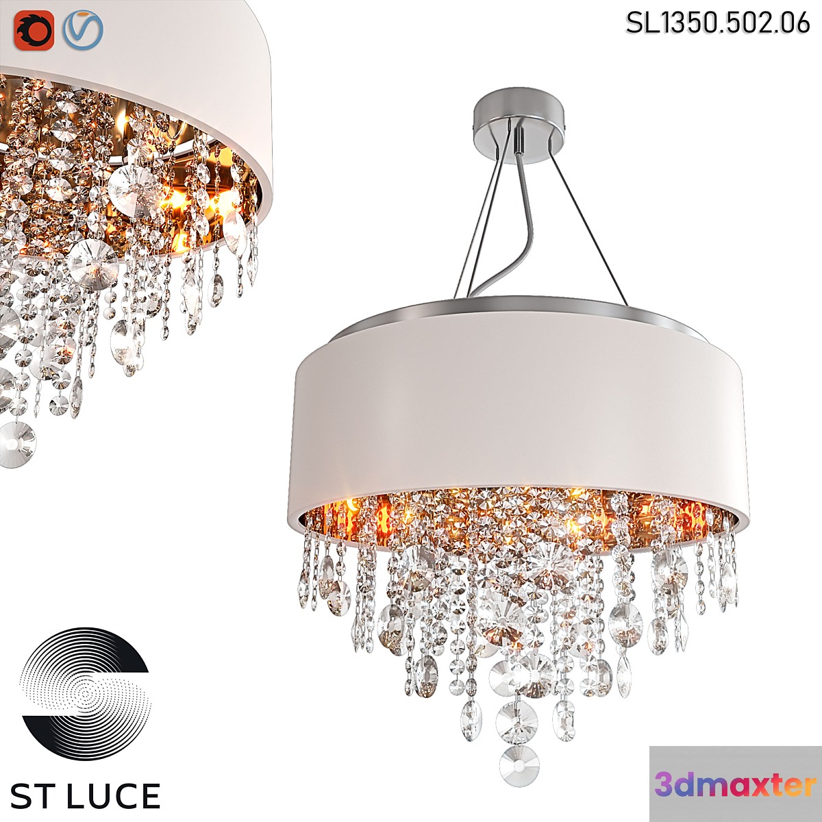 SL1350.502.06 Ceiling lamp ST-Luce Chrome_White Golden OM