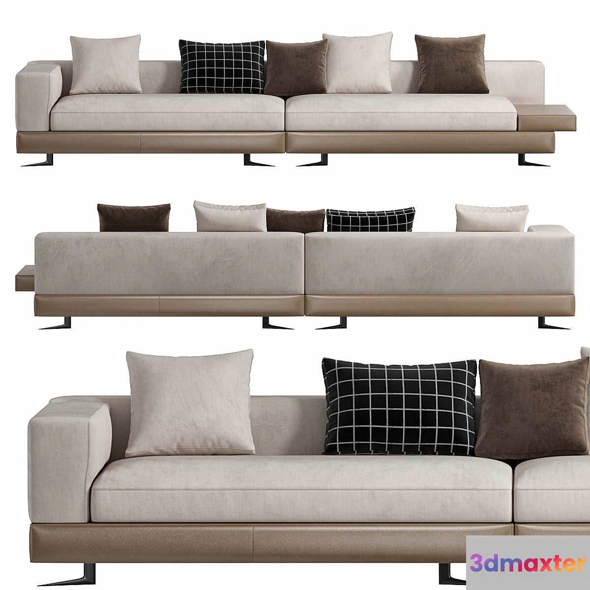 White Saddle Hide Sofa by Minotti 3D Max