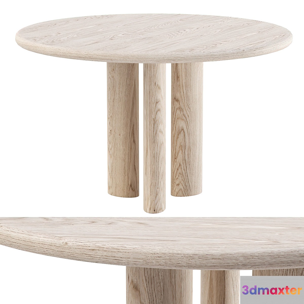 Ebbi wooden round table _ Round restaurant table 3D Max