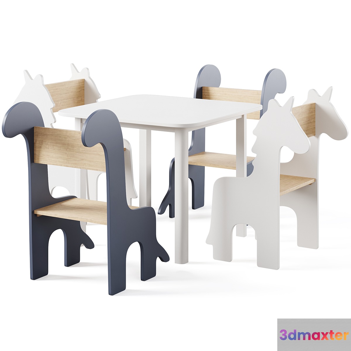 Table & Children's Animal Chairs by THE HOME DECO FACTORY - No.2 3D Max