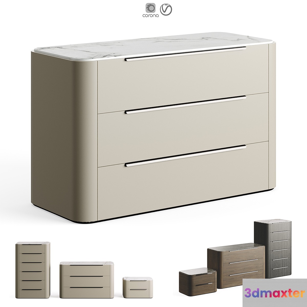 Praddy Bamboo Collection With Metal Tubular Feet 3D Max
