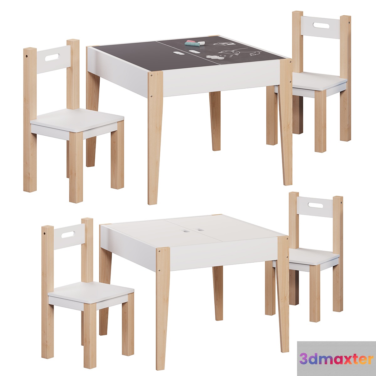 Slate Table Set with Storage and Chairs Belfy Kids