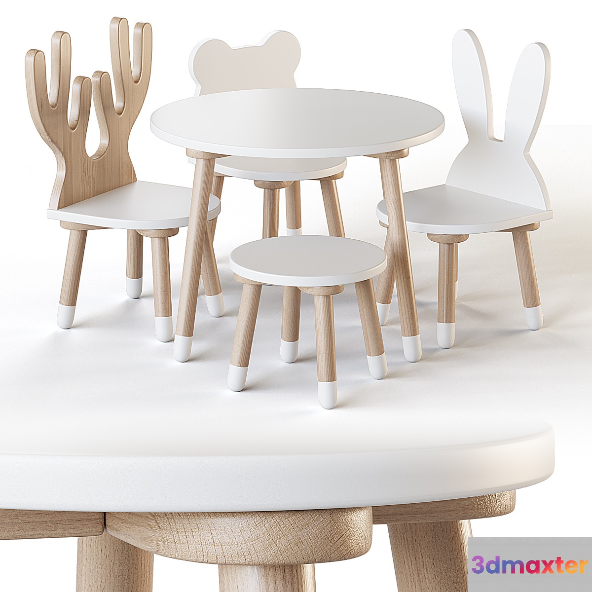 Smile Artwood table and chairs for nursery 3D Max