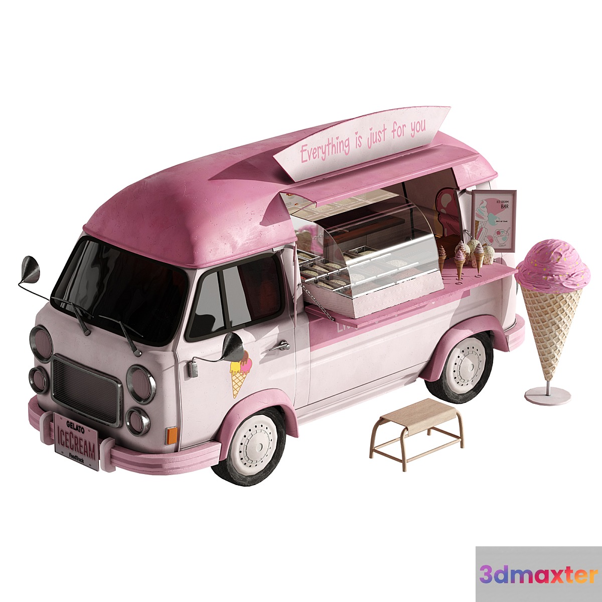 Foodtruck ice cream set 2 3D Max