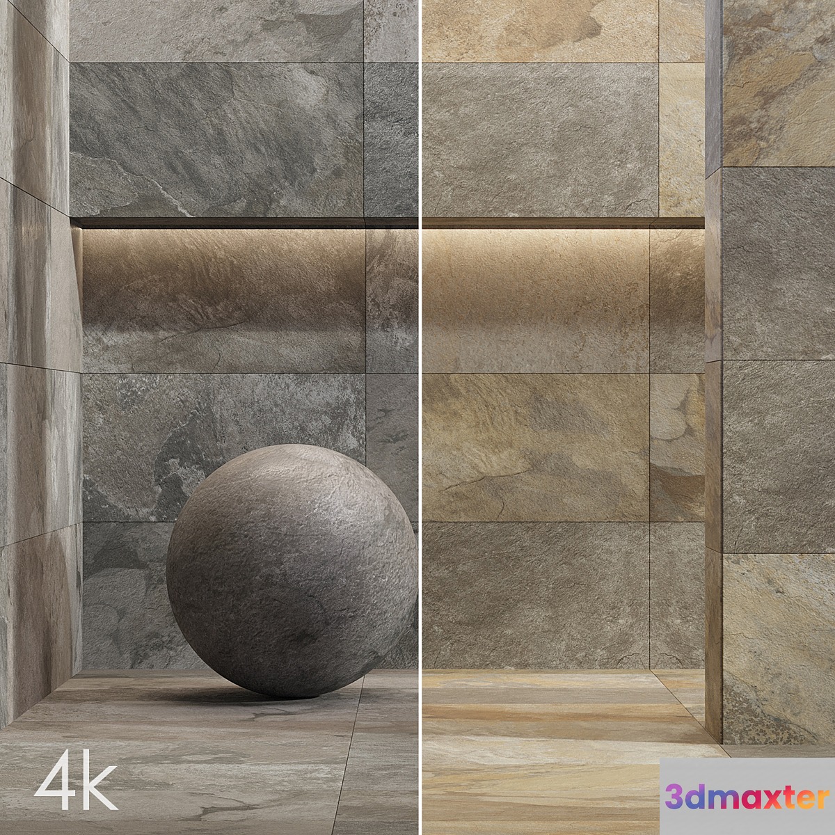 Cifre Ceramica Set 06 - Bundle _ 2 types: Black Slate & Brown Slate _ 4K 3D Max