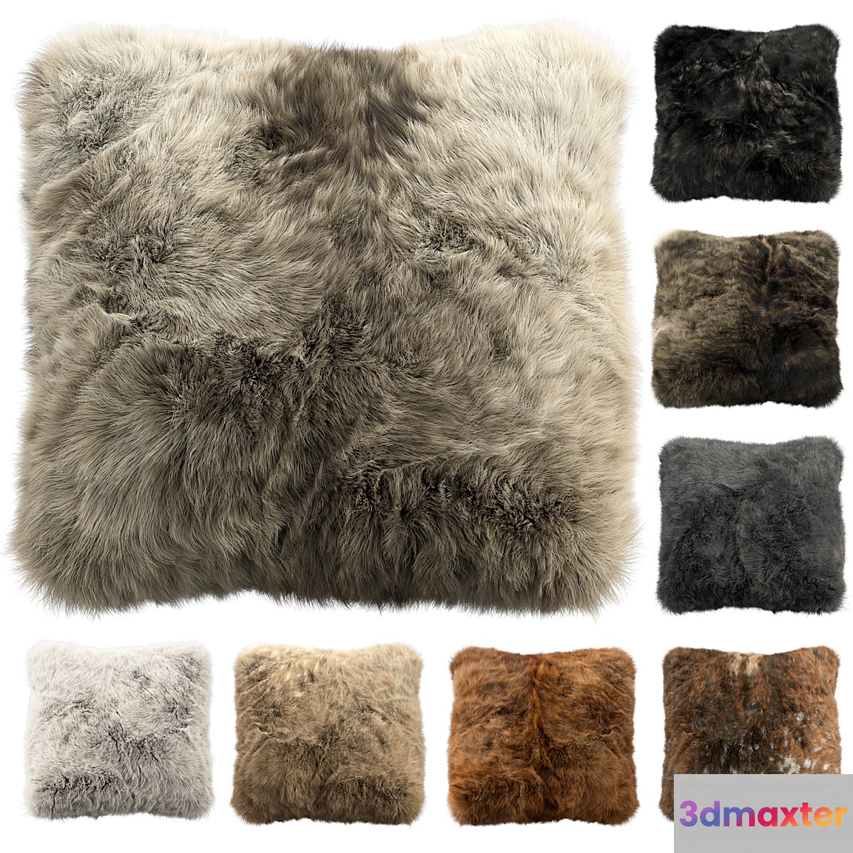 Fur pillow set 2 3D Max