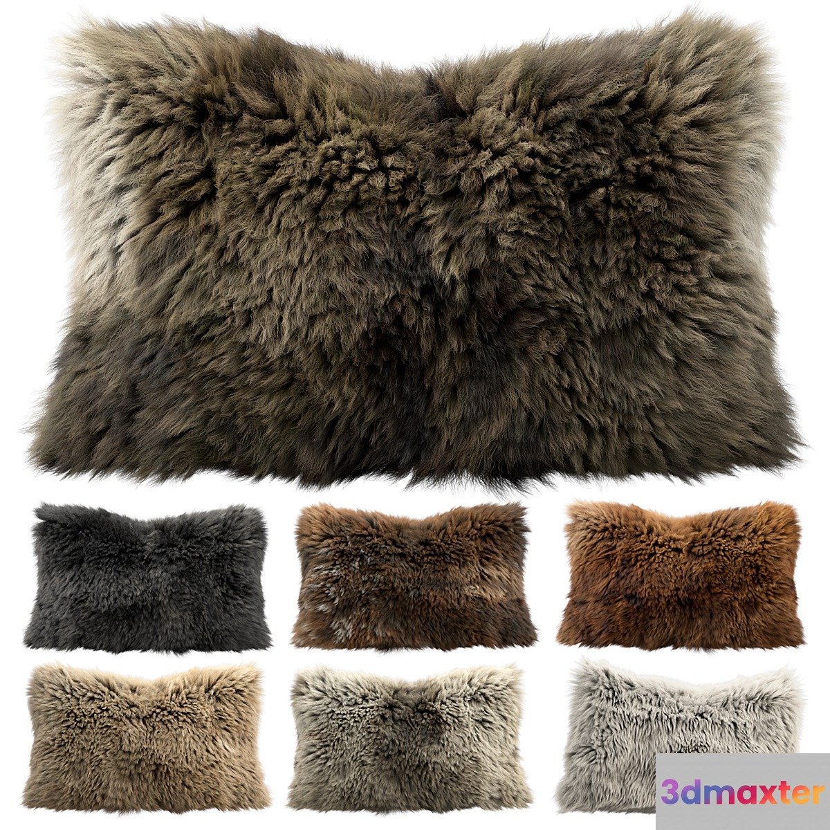 Fur pillow set 3 3D Max