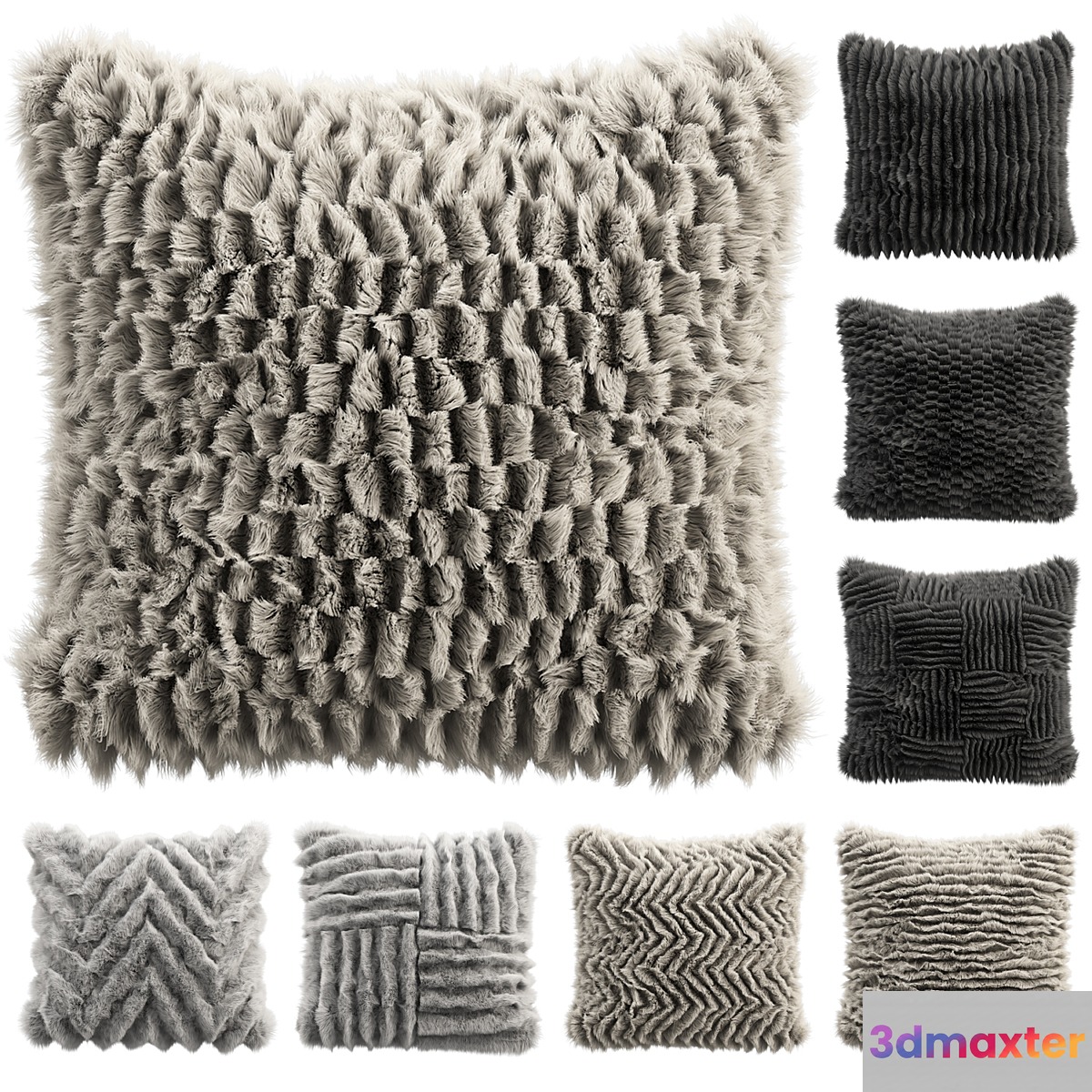 Fur pillow set 4