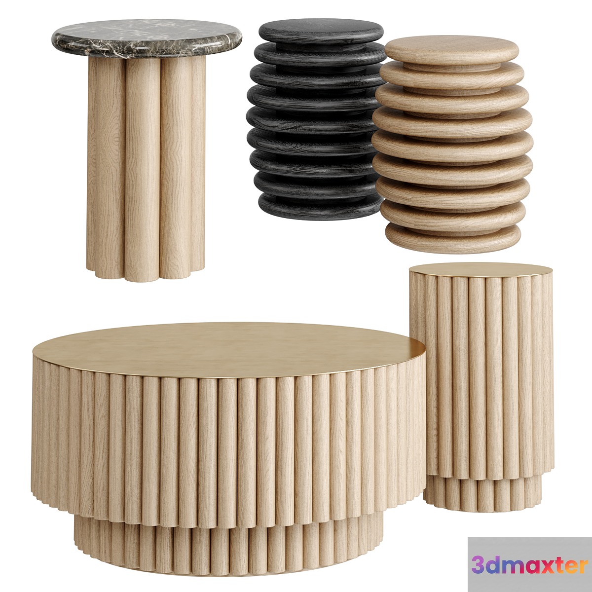 Soho Home Side Tables & Coffee Table 3D Max