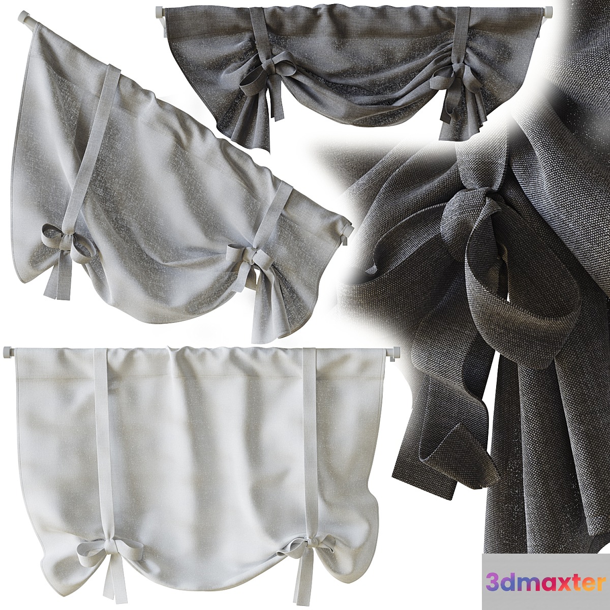 A set of Roman blinds for the roof window 4 3D Max