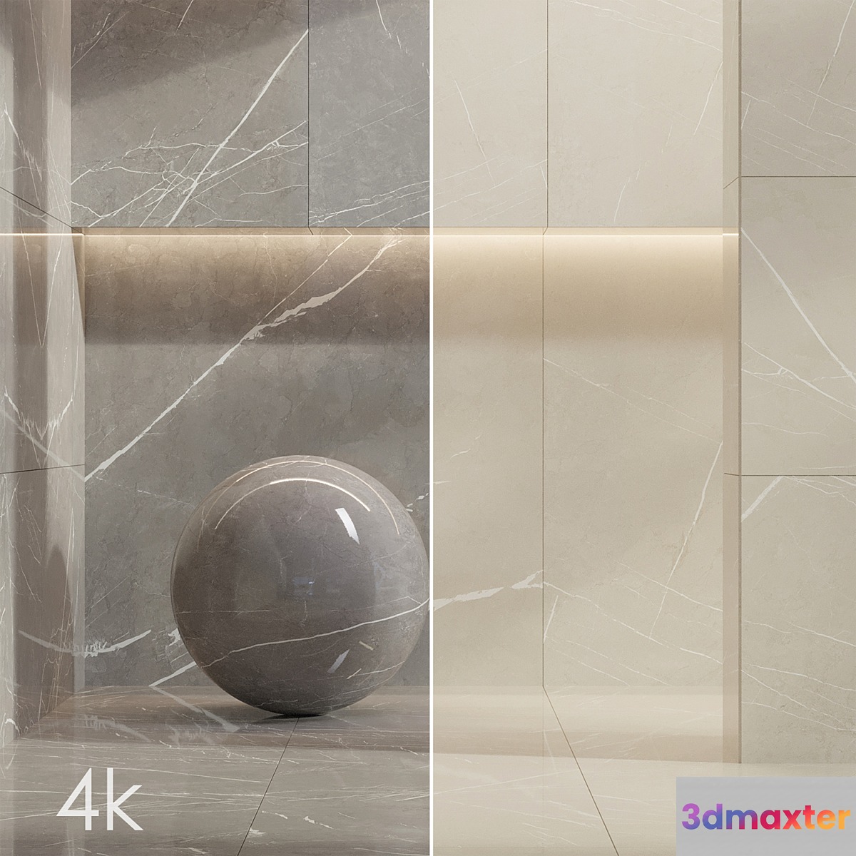 Marble Set 04 - Bundle - 2 Types of Pulpis: Gray and Beige _ 4k