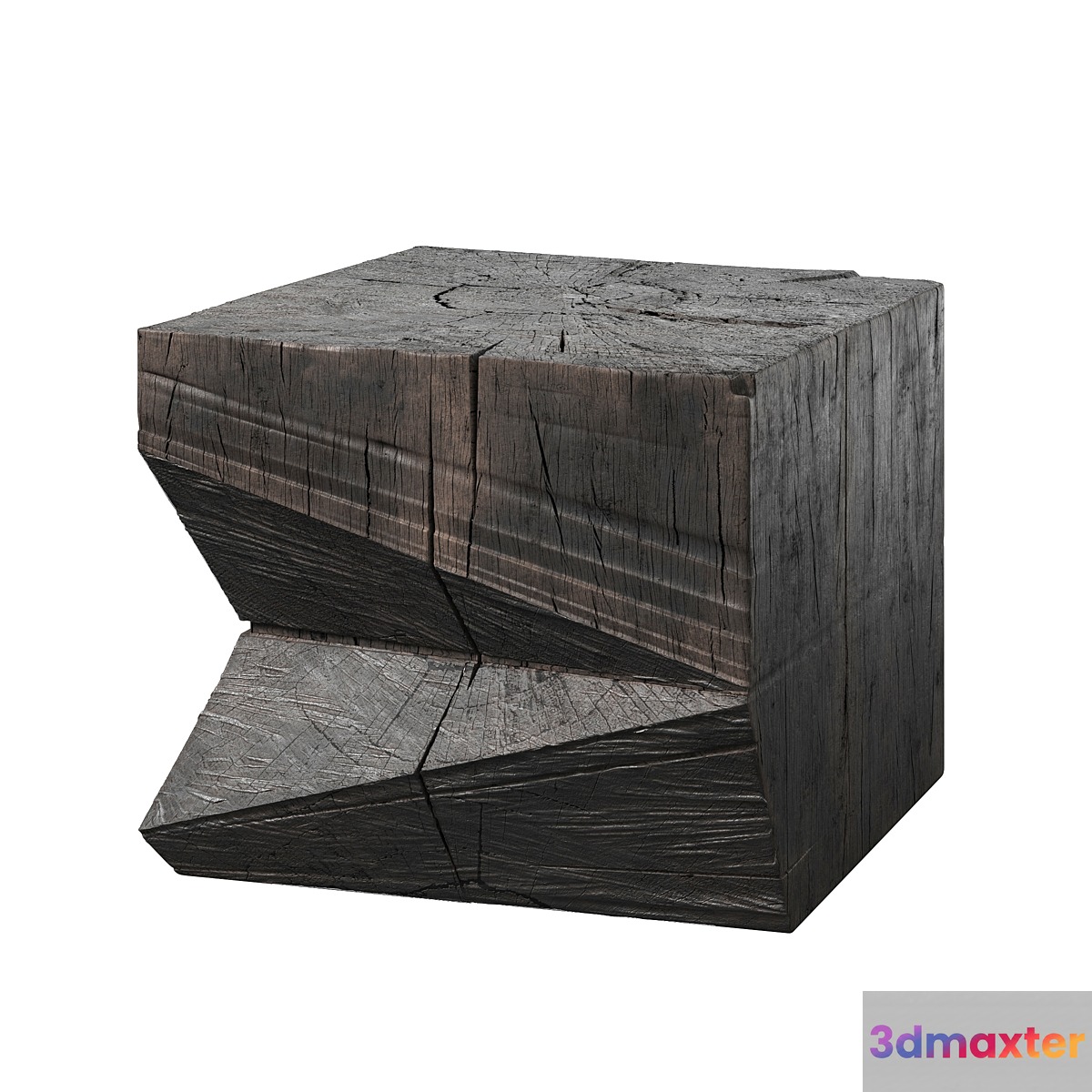 1st Dibs Sculpted Brutalist End Table CT 9 Solid Oak