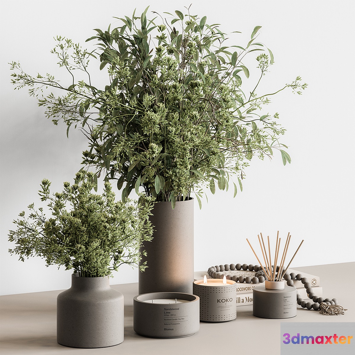 Vase and Plant Decorative Set - Set 126 3D Max