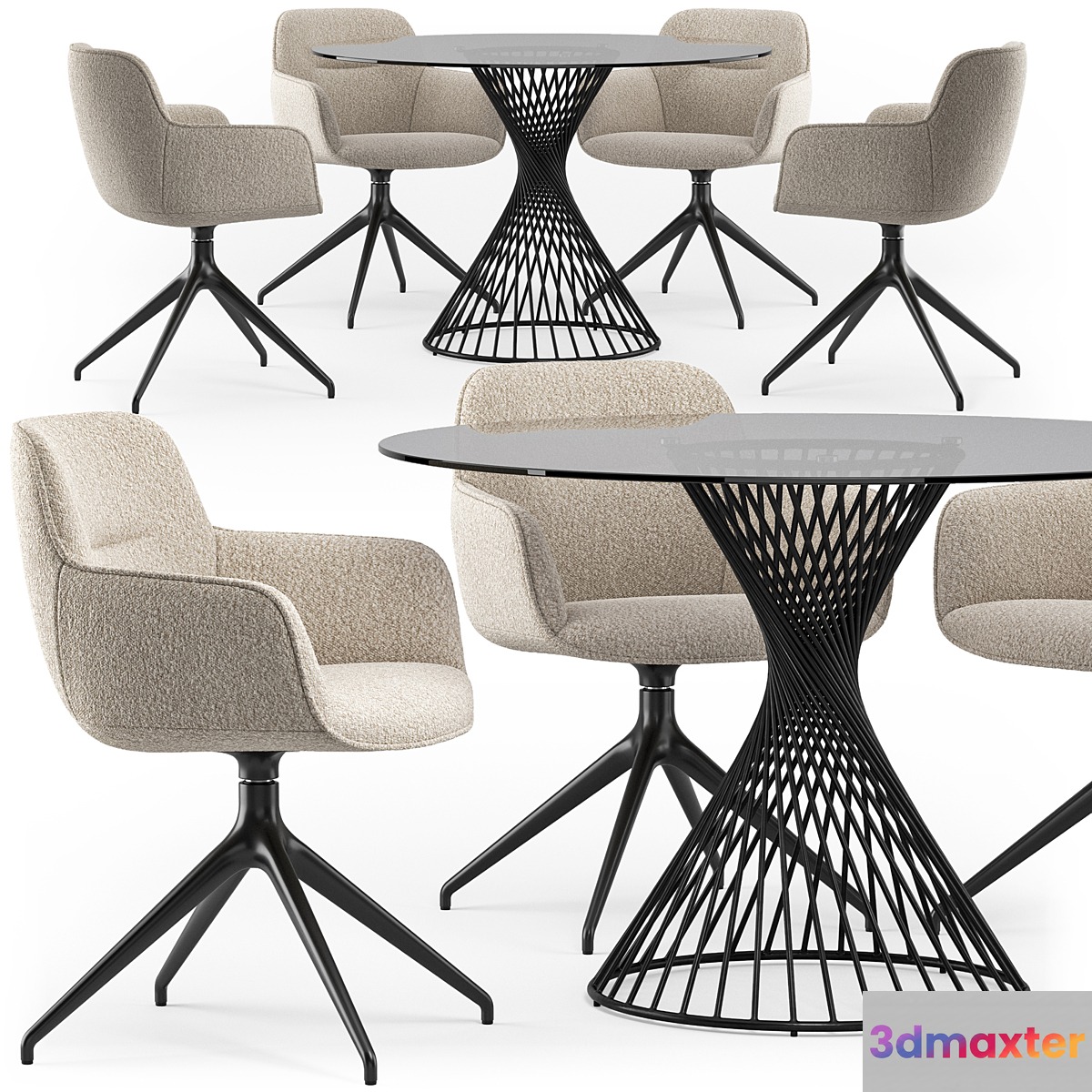 Calligaris Vortex table Cocoon armchair set_01 3D Max