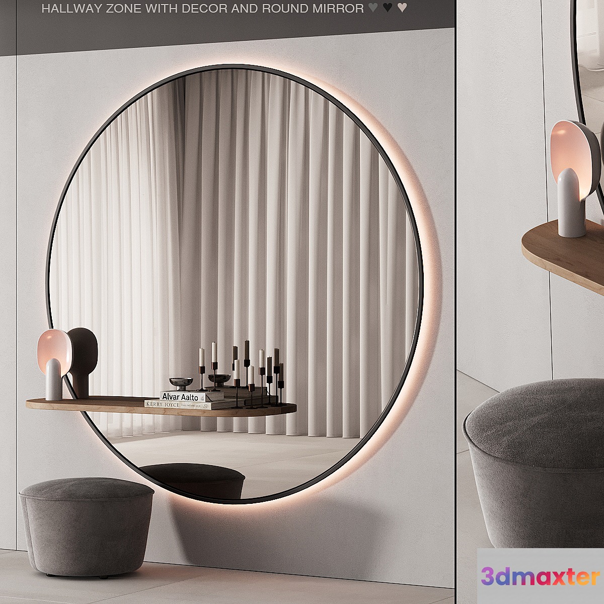 229 hallway zone 06 large round minimal round mirror 01 - No.3