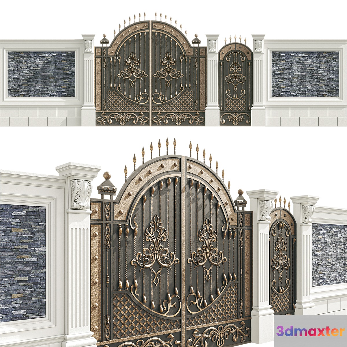Fence with gate - No.3 3D Max