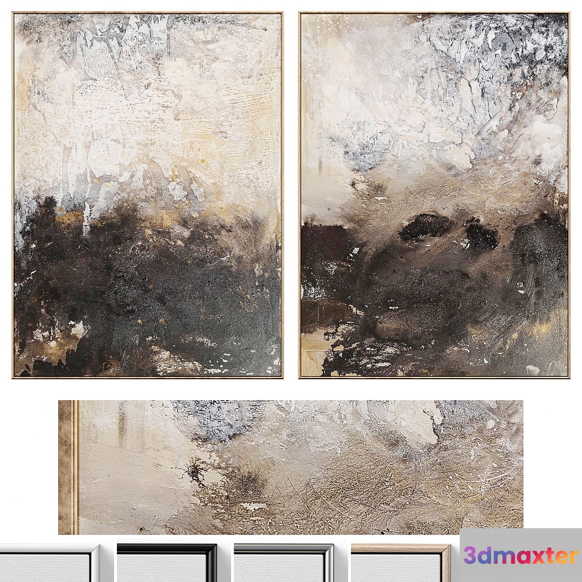 Large Brown Abstract Textured Wall Art C-675 3D Max