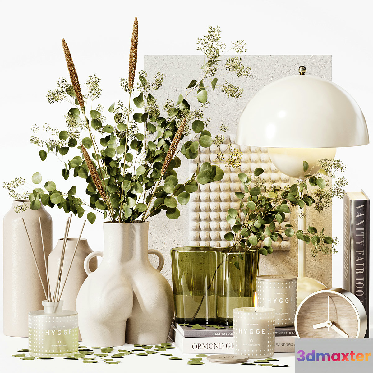 Decorative set 32 With eucalyptus Plants 3D Max