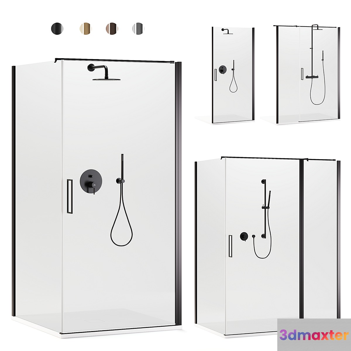 Shower enclosures Arblu Icaro + shower systems Paffoni set 1