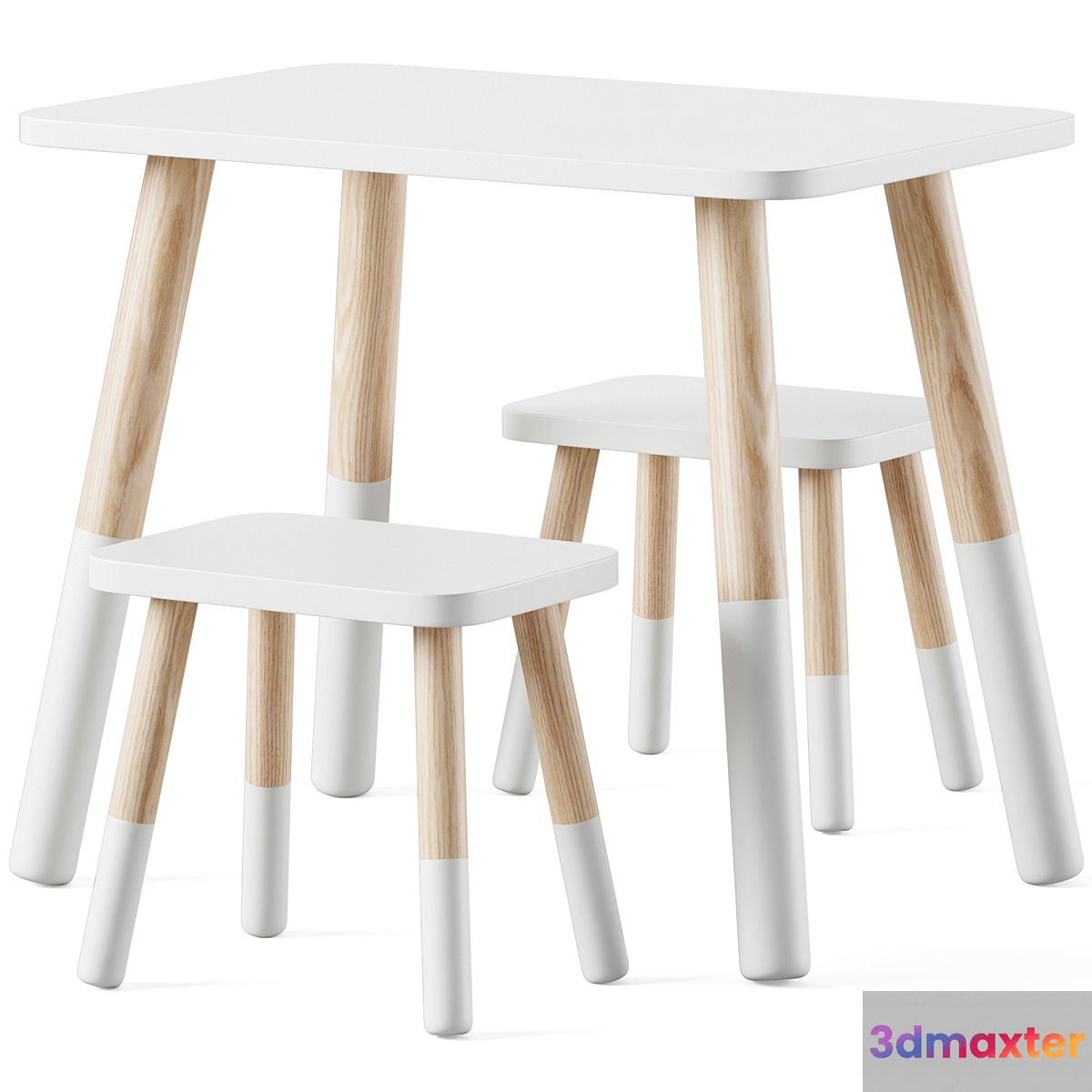 Wooden children's table and chairs by Sklum - No.2